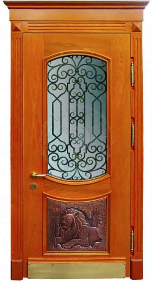 Металлическая дверь со стеклом и ковкой ЭДМ-770 фото 1